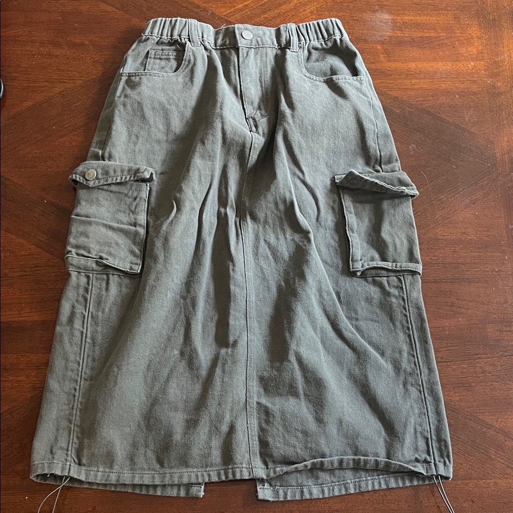 Brown Denim Cargo Skirt